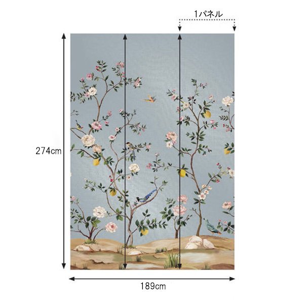 㳤ʢDaisy Bennett Mural CollectionBlossom Mural - Blue Metallic Linen (189cm274cm) 