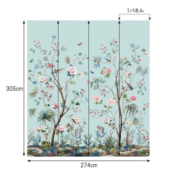 㳤ʢDaisy Bennett Mural CollectionCharleston Gardens Mural - Sky Blue (274cm305cm) 