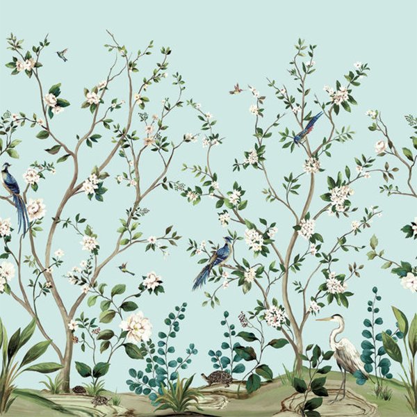 㳤ʢDaisy Bennett Mural CollectionHeron Botanical Mural - Celeste Blue (274cm305cm) 