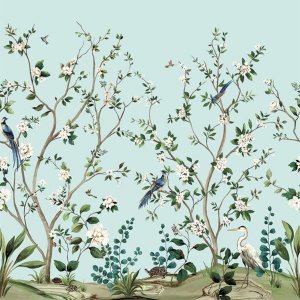 㳤ʢDaisy Bennett Mural CollectionHeron Botanical Mural - Celeste Blue (274cm305cm)