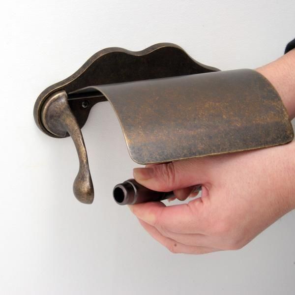 トイレットペーパーホルダー (アンティーク色・真鍮製)：W172mm