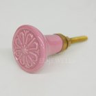 【即納可！】アンティーク調 陶器取っ手(つまみ)「HANA」ピンク φ3.2×D7.5cm 