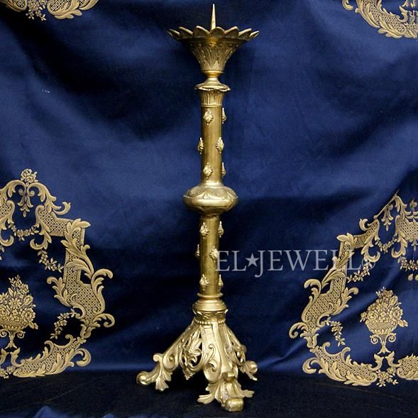 即納可！】アンティーク 真鍮製キャンドルホルダー（H69cm
