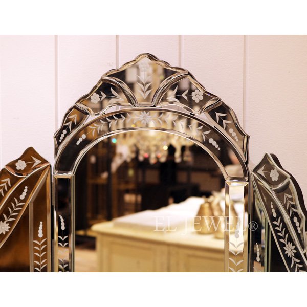 ベネチアンミラー】Mirrored Furniture テーブルミラー・三面鏡(W48（58）×H52cm) -  オシャレな輸入インテリア雑貨・輸入家具専門店EL JEWELインテリア