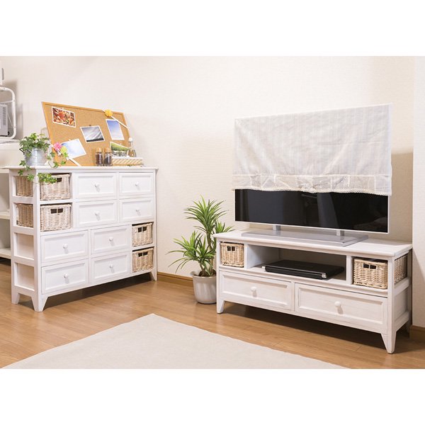 【セール！】【SHABBY WOOD FURNITURE】ナチュラルスタイル♪テレビボード・アンティークホワイト(W90×D34×H40.5cm) -  オシャレな輸入インテリア雑貨・輸入家具専門店EL JEWELインテリア