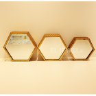 【即納可！】【フランス-EMDE】ウォール六角形ミラー・ゴールド 3枚セット（W21.24.26cm）