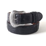<img class='new_mark_img1' src='https://img.shop-pro.jp/img/new/icons14.gif' style='border:none;display:inline;margin:0px;padding:0px;width:auto;' />GENUIE CAIMAN LEATHER Made in MEXICO Western Leather Belt - BLK クロコ本革 ウエスタンベルト 