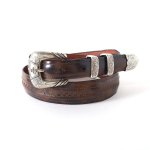LUCCHESE(ルケーシー)  Made in USA Western Cow Leather Belt - BRN/BLK  カウレザー ウエスタンベルト 