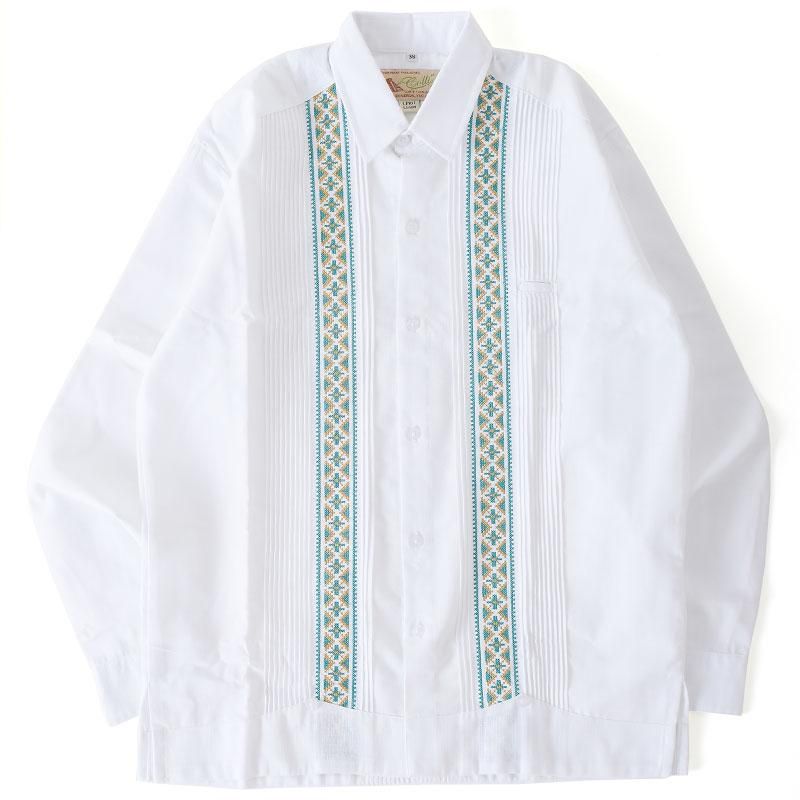 ESTRELLA STANDARD エストレヤ スタンダード L/S GUAYABERA WHITE x JADE