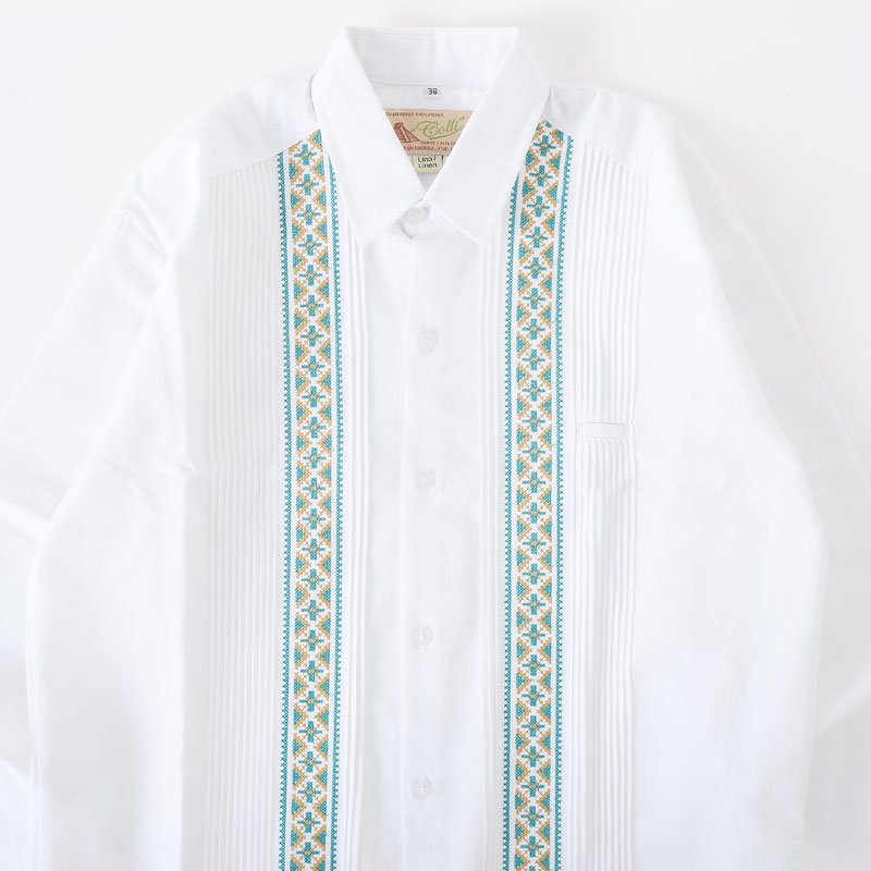 ESTRELLA STANDARD エストレヤ スタンダード L/S GUAYABERA WHITE x JADE