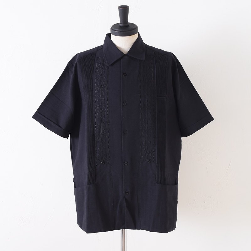 ESTRELLA STANDARD エストレヤ スタンダード S/S GUAYABERA REJILLADA 半袖シャツ ブラック