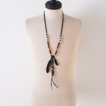 Rooster King & Co 롼 Leather Feather Beads Necklace - BKWT 쥶եͥå쥹
