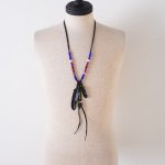Rooster King & Co 롼 Leather Feather Beads Necklace - BLRD1  쥶եͥå쥹