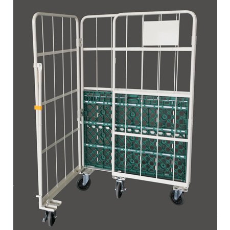 カゴ台車 800×1100×1700mm 四輪自在車 ストッパー付 樹脂底タイプ カゴ車 - 引越資材プロショップ