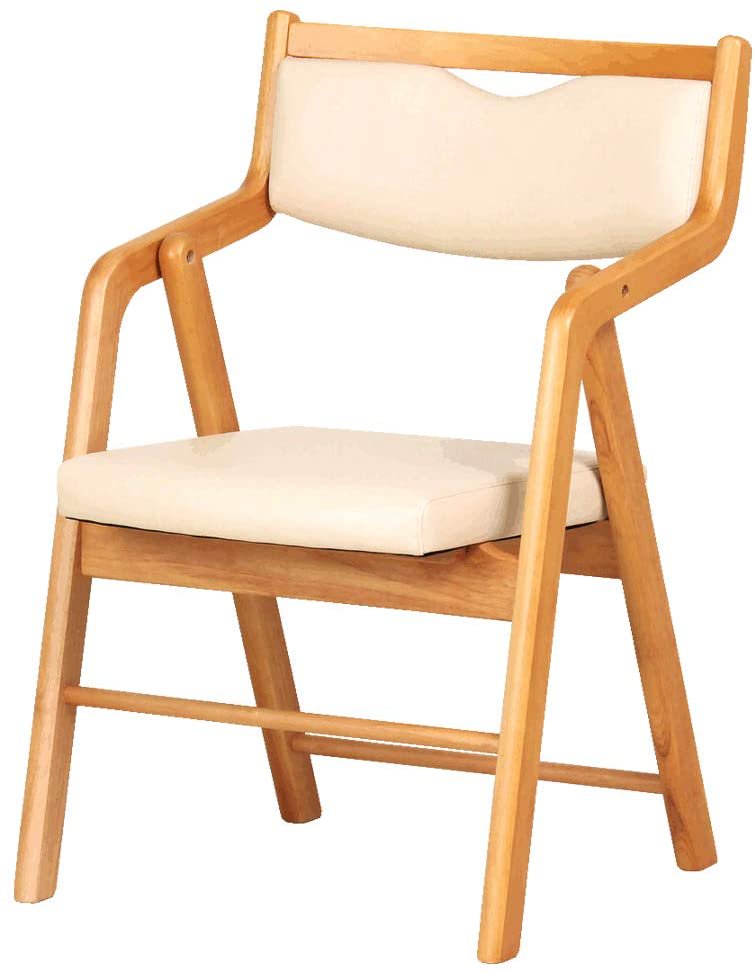 折り畳み椅子 肘付き チェア 木製 ライトブラウン コンパクト 完成品