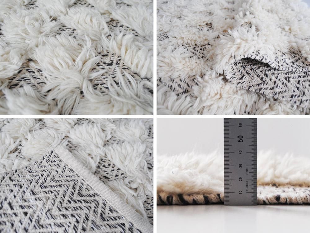 ラジ1805 シャギー ラグ カーペット（サイズ 約190×240cm）＆プフ