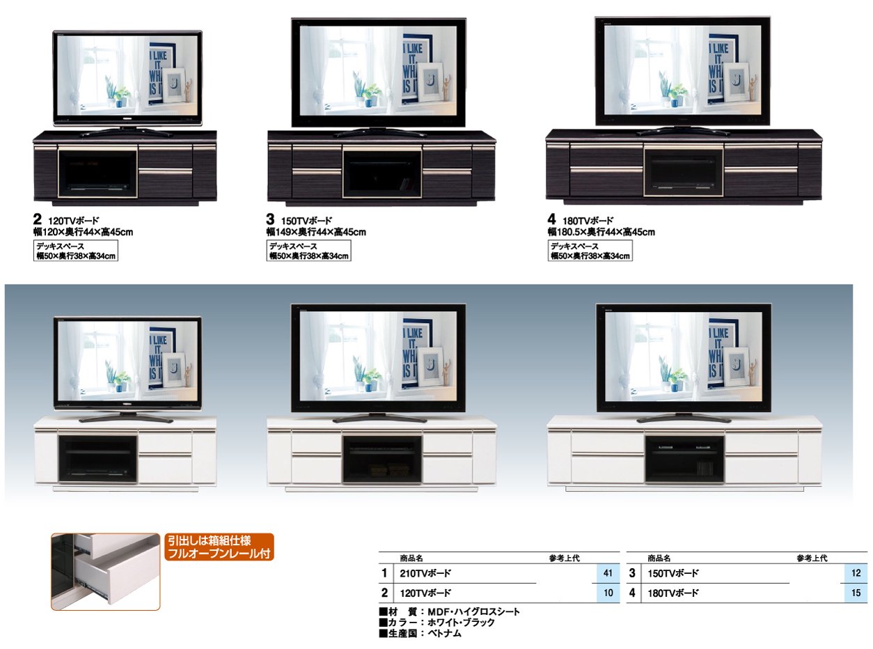 メビウス TVボード４サイズ・2カラー 日本製