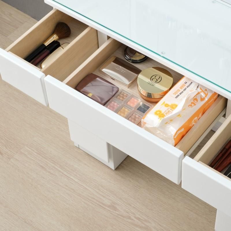 国内初の直営店 アベリア 80ドレッサー＆チェア 3面鏡 (ホワイト)・ABELIA ドレッサー・ミラー・鏡台
