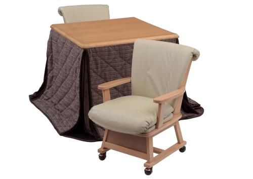 協立工芸　ダイニングこたつ  ツバキ80NA ハイタイプダイニングこたつ・つばき80 4点セット（80ダイニング