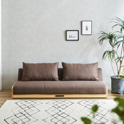 バフィン ファブリック×木フレーム ソファーベッド 2口コンセント USB