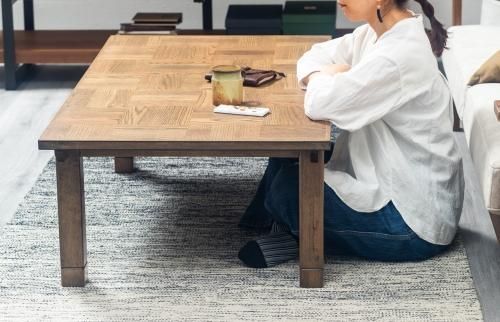 ブロック調天板のヴィンテージ風コタツ＜チェスター＞ 2サイズ120/135