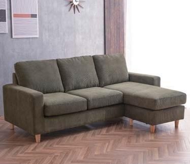 3P シェーズロングソファー（3カラー GR/MINT/BE）コーデュロイ素材