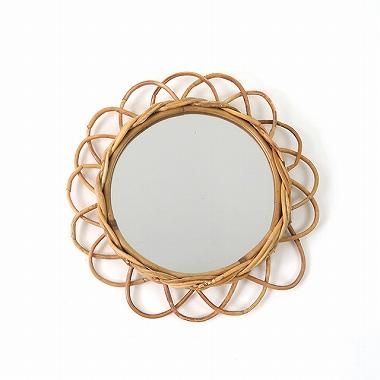 ラタンミラー　フラワーミラー　壁掛けミラー　ウォールミラー　柳ミラー　鏡C=7 ラタンミラー フラワーミラー 壁掛けミラー ウォールミラー 柳