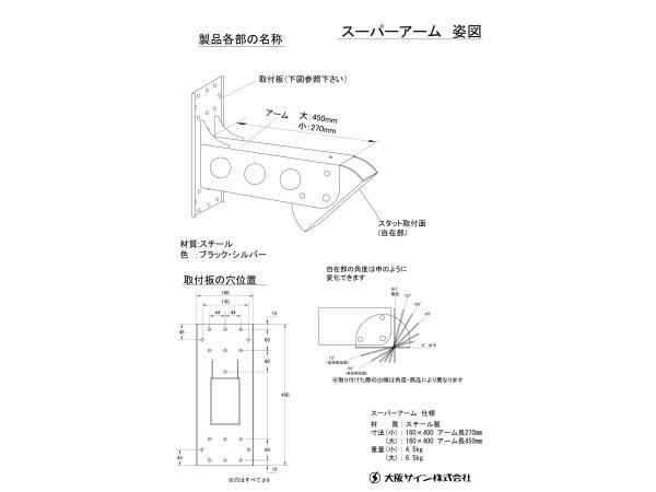 新品大阪サインサインポールブラケット専用角度自在金具