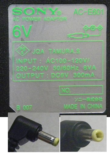 Sony ,AC-E601, 6v300ma,ICFSW7600GR