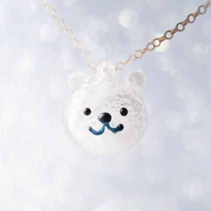 クマモチーフペンダント - 幸愛硝子（ユキエガラス）: 小樽より手作り