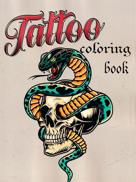 USA製 デザイン本 【 Tattoo COLORING BOOK 】 | インスピレーションを刺激する52種類のデザイン -  全身装飾ストアーBODY-DECO ボディデコ