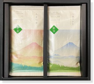 新茶　カネトウ三浦園品種茶ギフト　あさつゆ・つゆひかり
