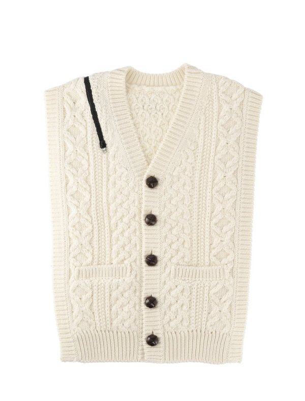 soloist ベスト double zip reverse aran vest 販売最安値 ...