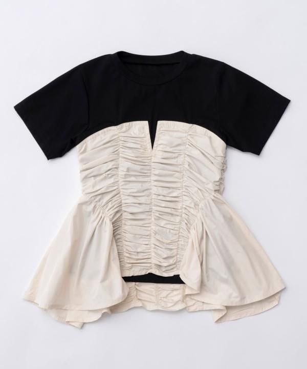 【MAISONSPECIAL】TaffetaPeplum T-shirt MAISON SPECIAL / メゾンスペシャル / Taffeta Peplum T-shirt