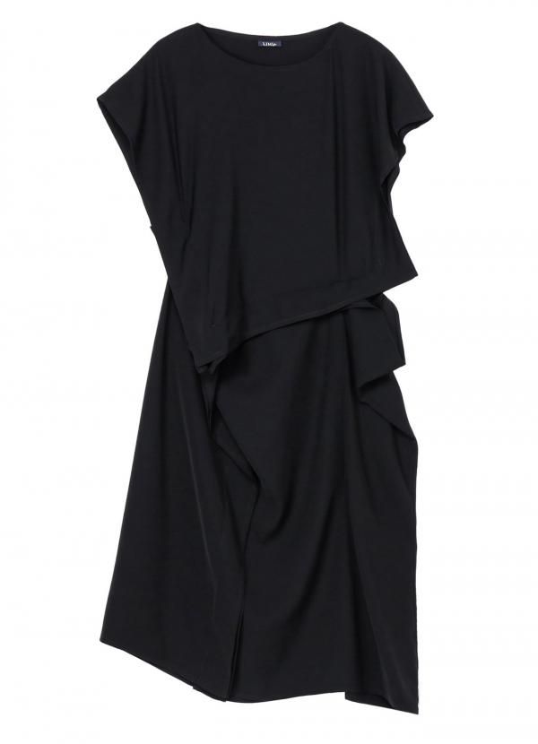 LIMI feu/リミフゥ/ DOUBLE SATIN SQUARE PANNEL DRESS